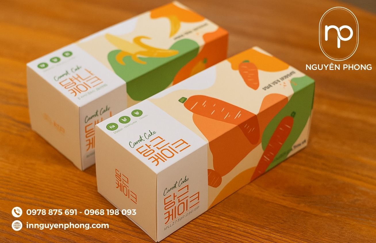 Mẫu hộp giấy đựng bột cà rốt Hàn Quốc 